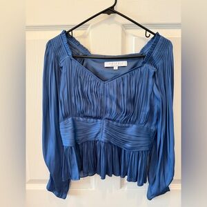 Hunter Bell Elegant Blue Pleated Blouse